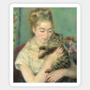 Woman with a Cat by Auguste Renoir Sticker